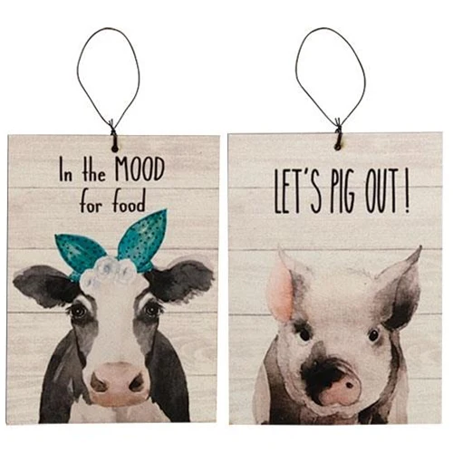 In the Mood & Let's Pig Out! Cow and Pig Ornaments