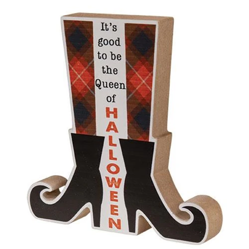 It's Good to Be the Queen of Halloween Witch Boots Shelf Sitter - Image 2