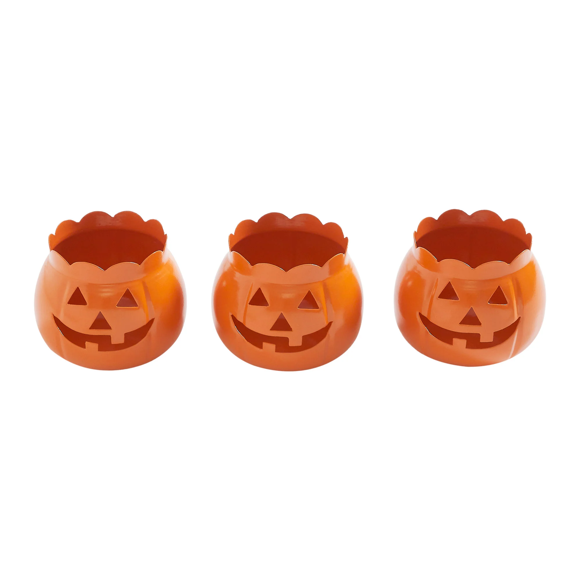 Jack-O-Lantern Pumpkin Votive & Tealight Candle Holders Set of 3 - Image 3