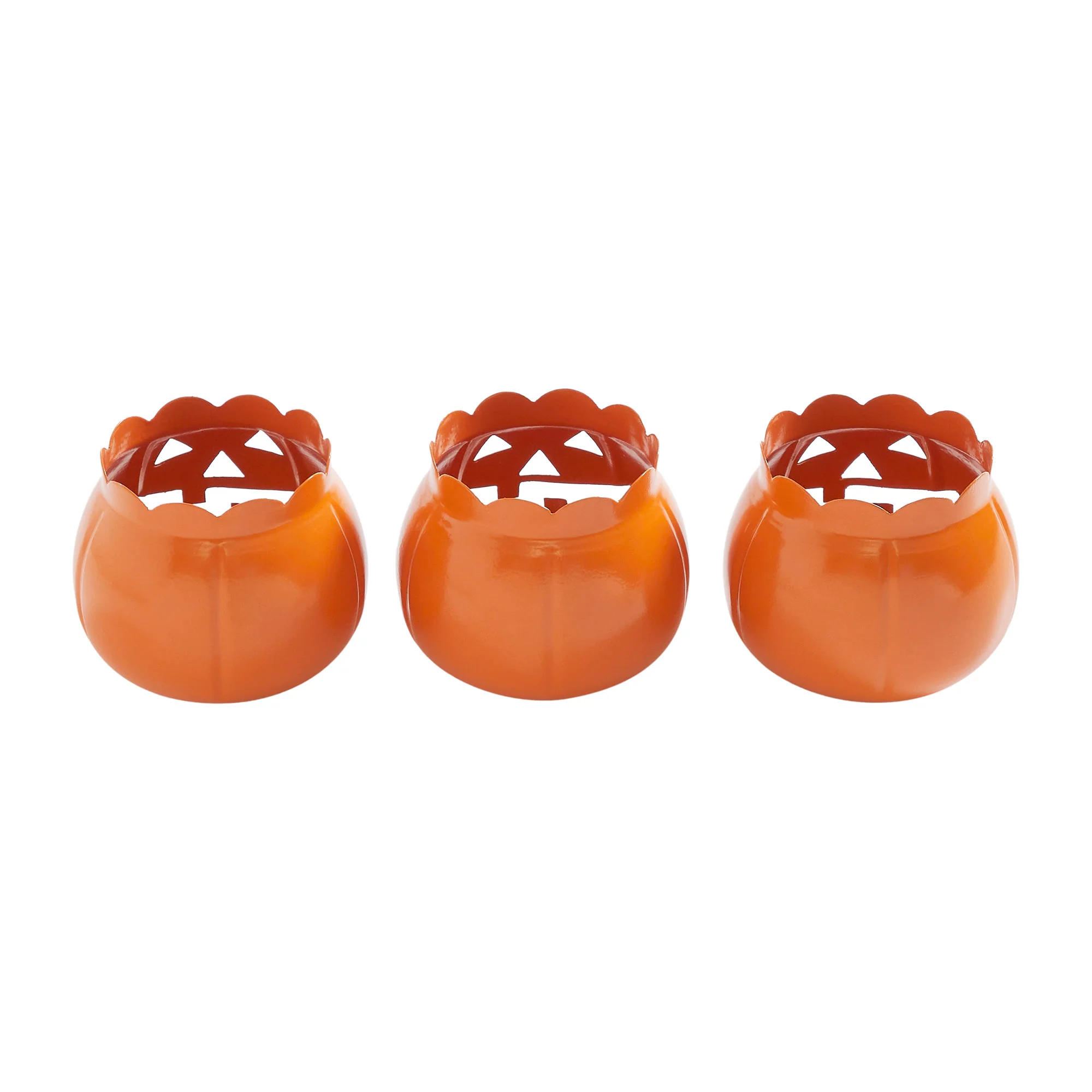 Jack-O-Lantern Pumpkin Votive & Tealight Candle Holders Set of 3 - Image 4