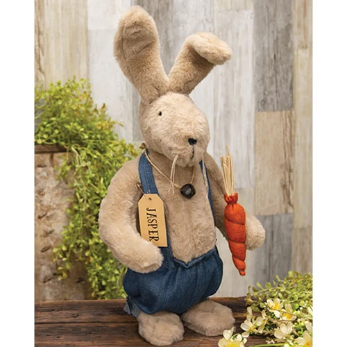 DAY 7 ๐๐ท 20 DAYS OF BUNNIES Jasper Overalls Bunny Doll with Carrot 18" H - Image 2