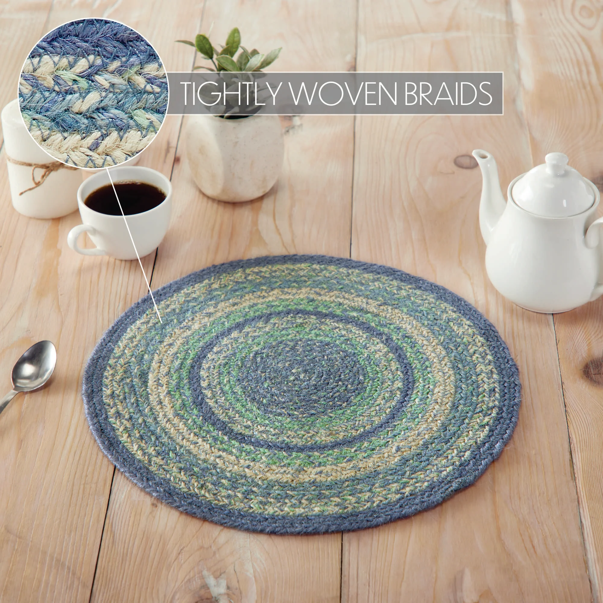 Jolie Blues 15" Jute Trivet - Image 4