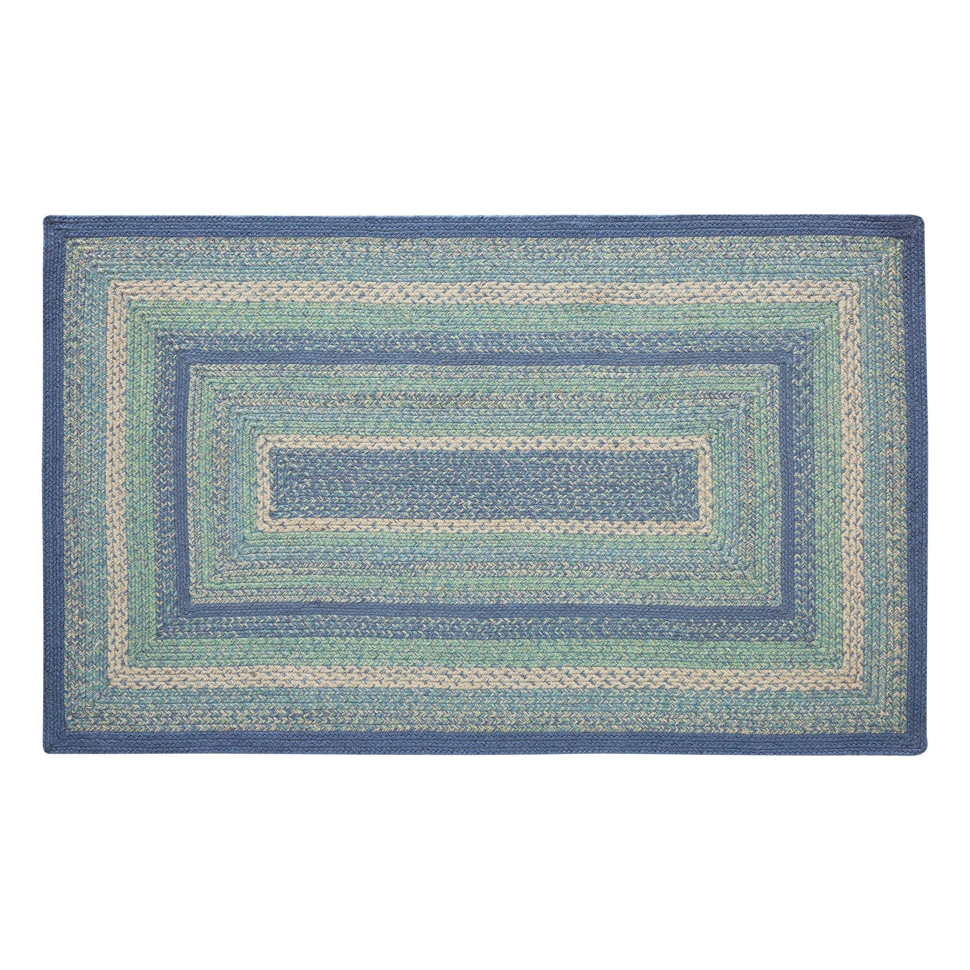 Jolie Jute Blue Shades Rectangular Rug With Pad 36" x 60" - Image 3