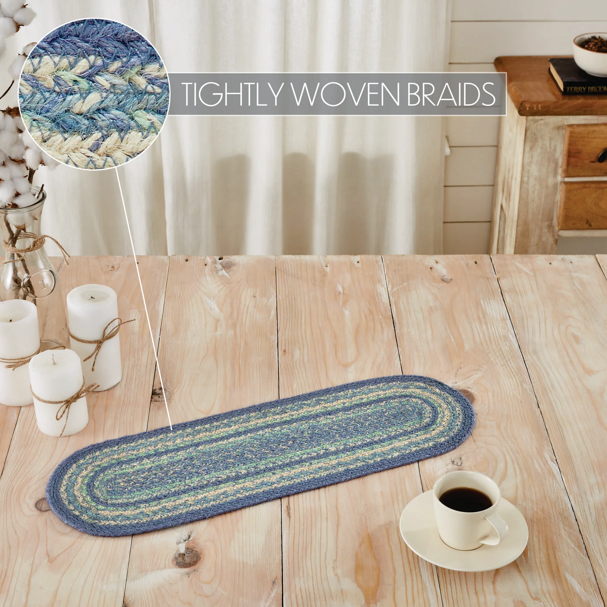 Jolie Jute Blues 24" Oval Table Runner - Image 3