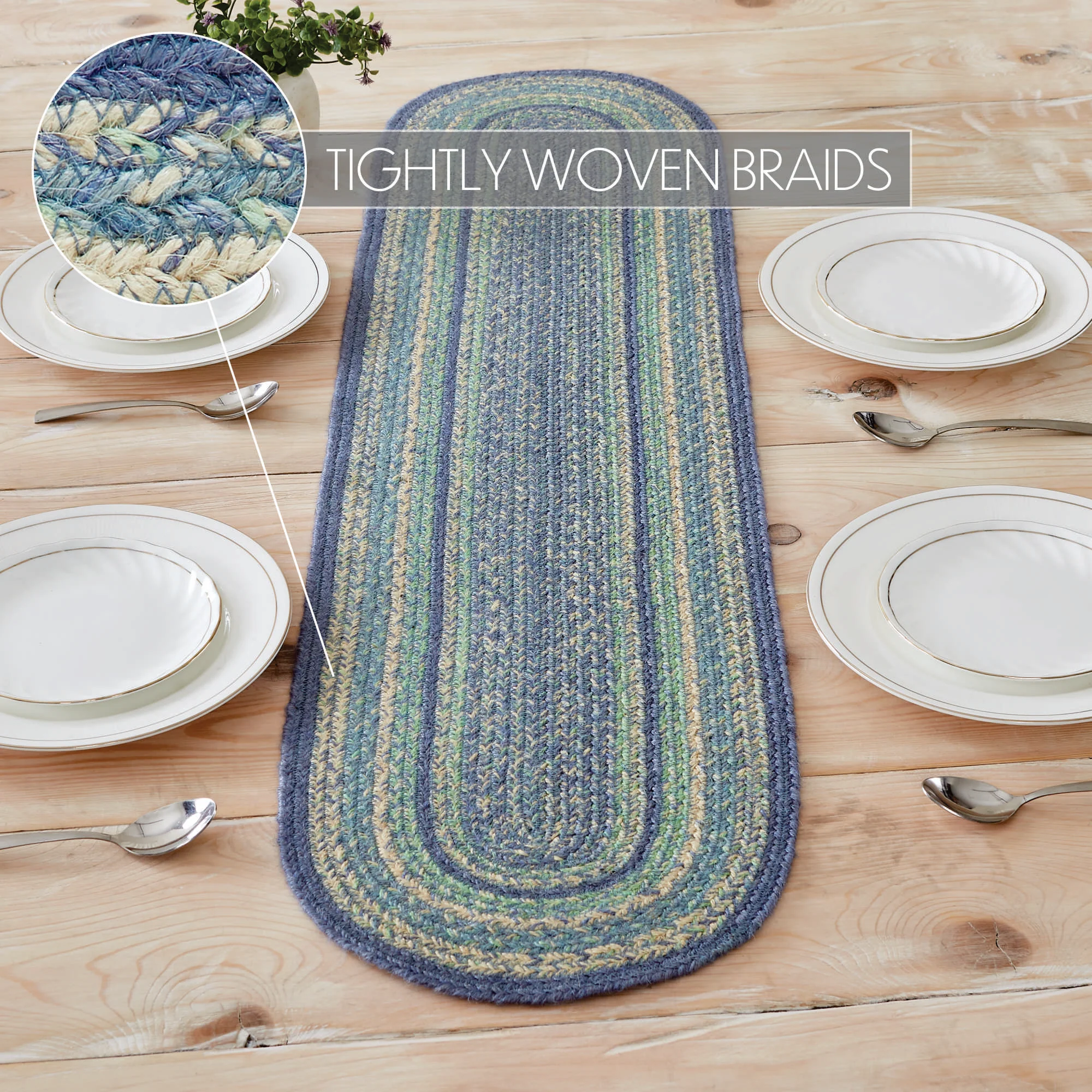 Jolie Jute Blues 48" Oval Table Runner - Image 4
