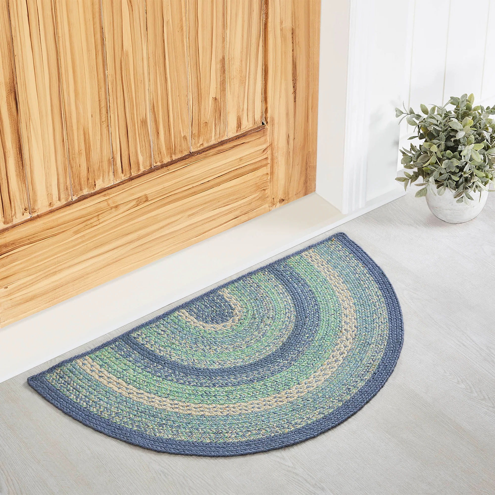 Jolie Jute Shades of Blue Half Circle Rug