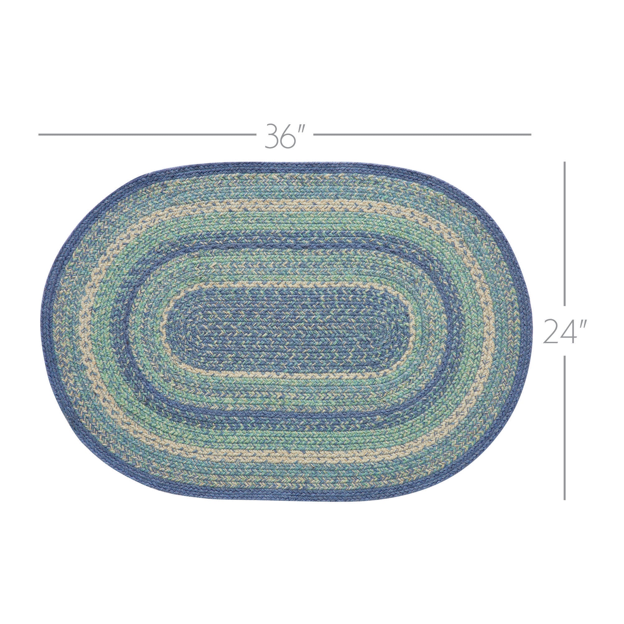 Jolie Jute Shades of Blue Oval Rug 24" x 36" - Image 3