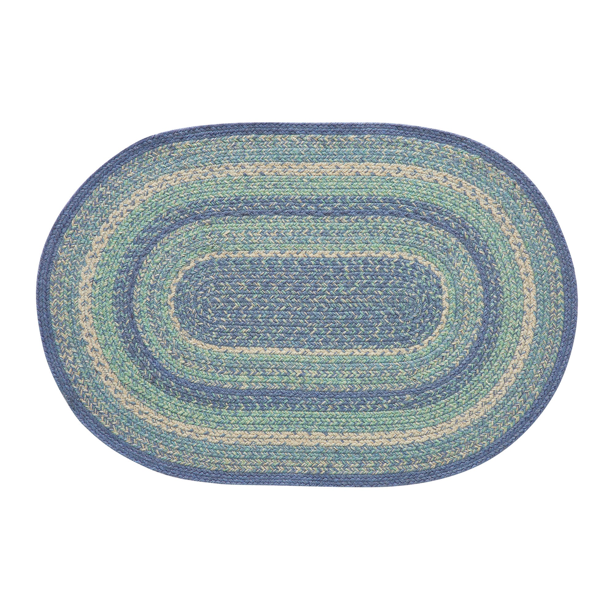 Jolie Jute Shades of Blue Oval Rug 24" x 36" - Image 4