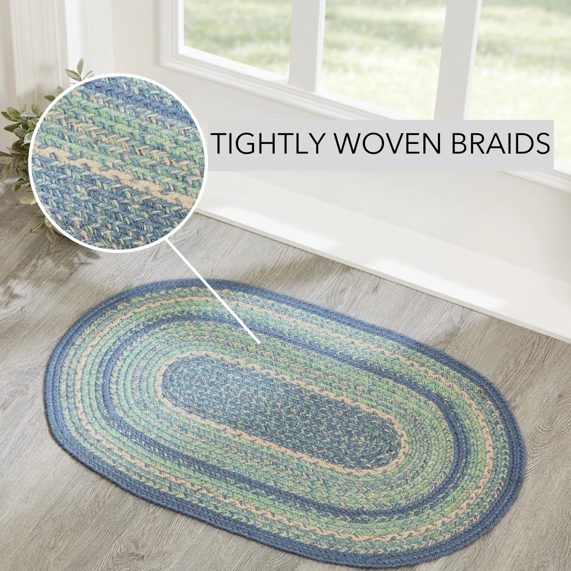 Jolie Shades of Blue Oval Jute Rug 20" x 30" - Image 4