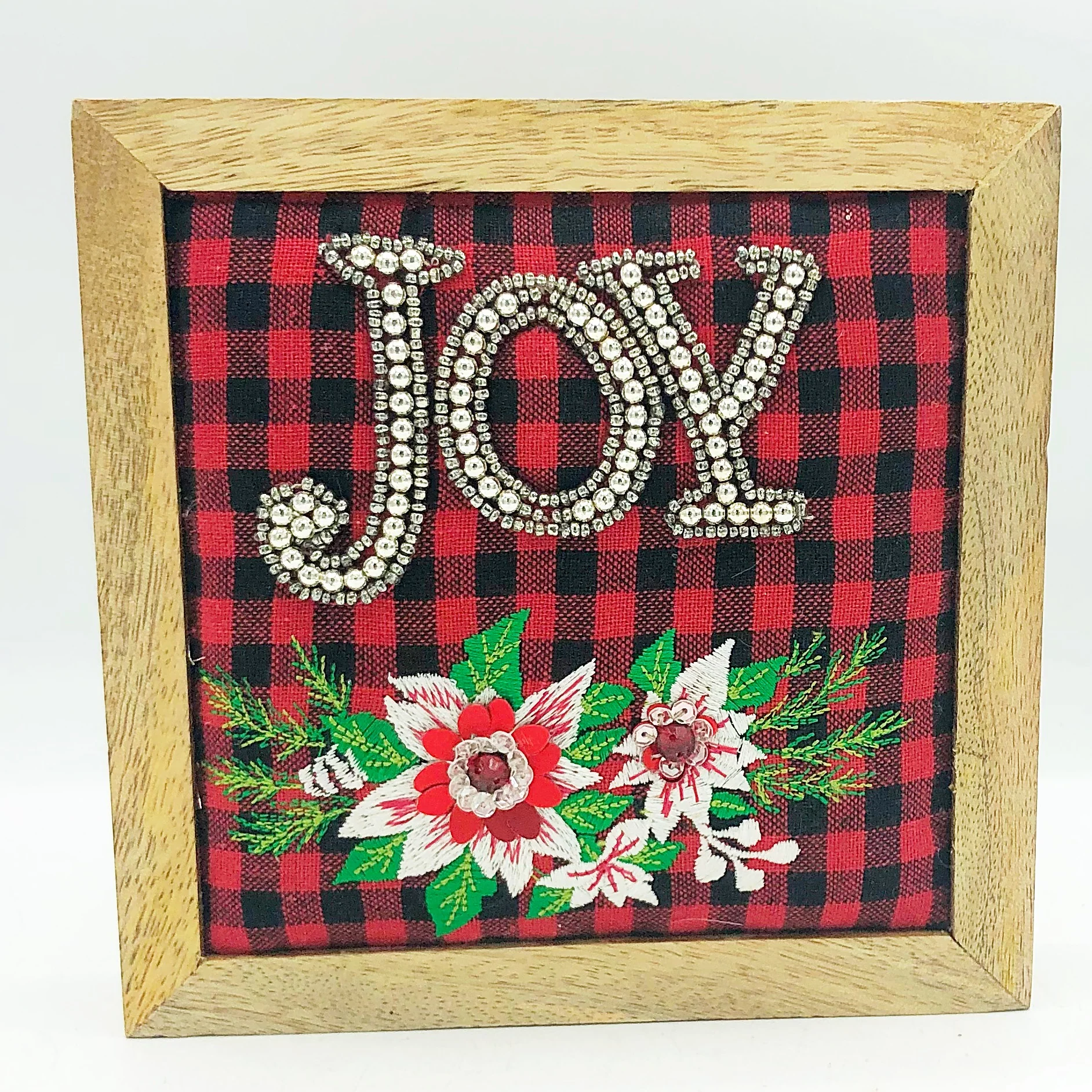 ๐ Joy Buffalo Plaid Fabric Box Sign