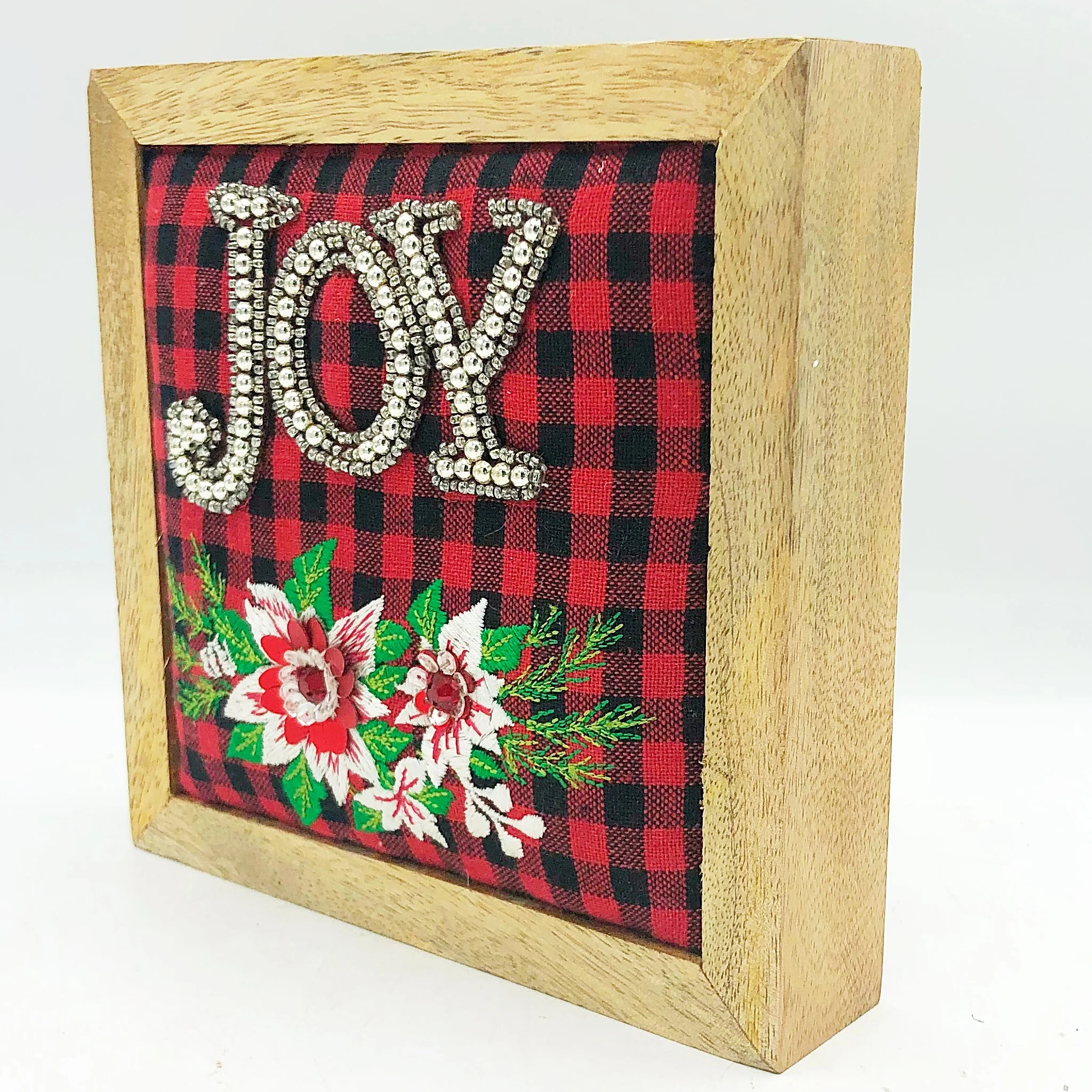 ๐ Joy Buffalo Plaid Fabric Box Sign - Image 2