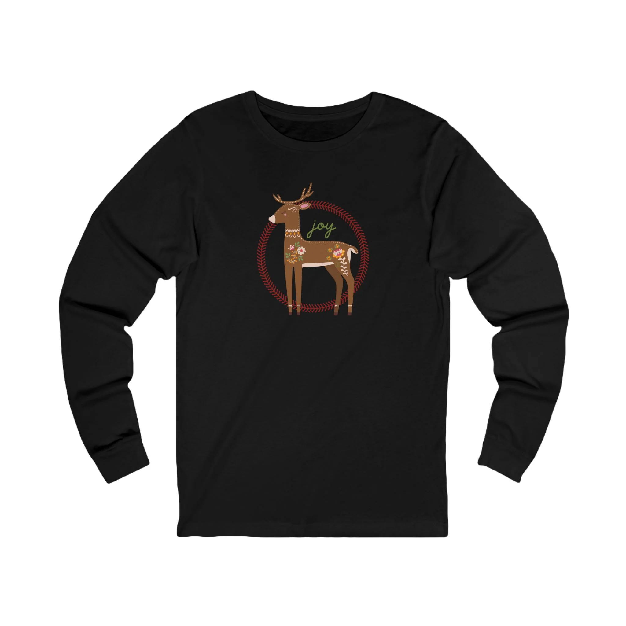Joy Deer Long Sleeve Cozy Christmas Tee - Image 4