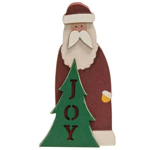 ๐ Joy Santa Cut-Out Wooden Sitter