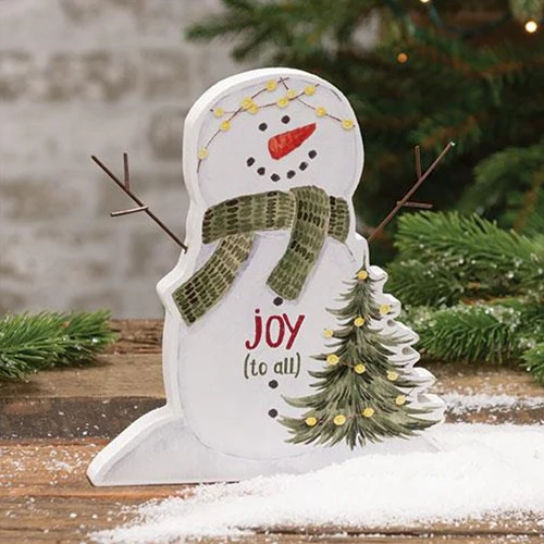 ๐ Joy To All Wooden Snowman Sitter 7.75" H