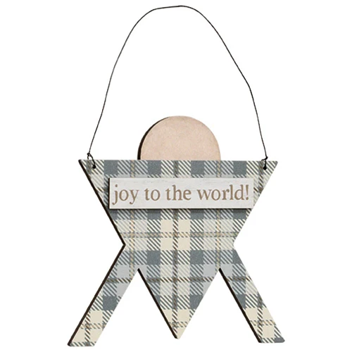 ๐ Joy to the World Plaid Creche Ornament