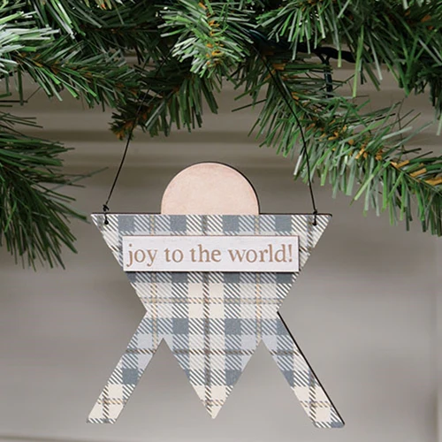 ๐ Joy to the World Plaid Creche Ornament - Image 2