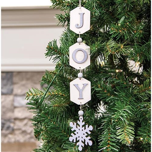 ๐ Joy Wooden Tag & Snowflake Garland 12" Long