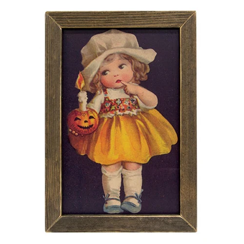 Joyful Halloween Girl 18" Framed Print