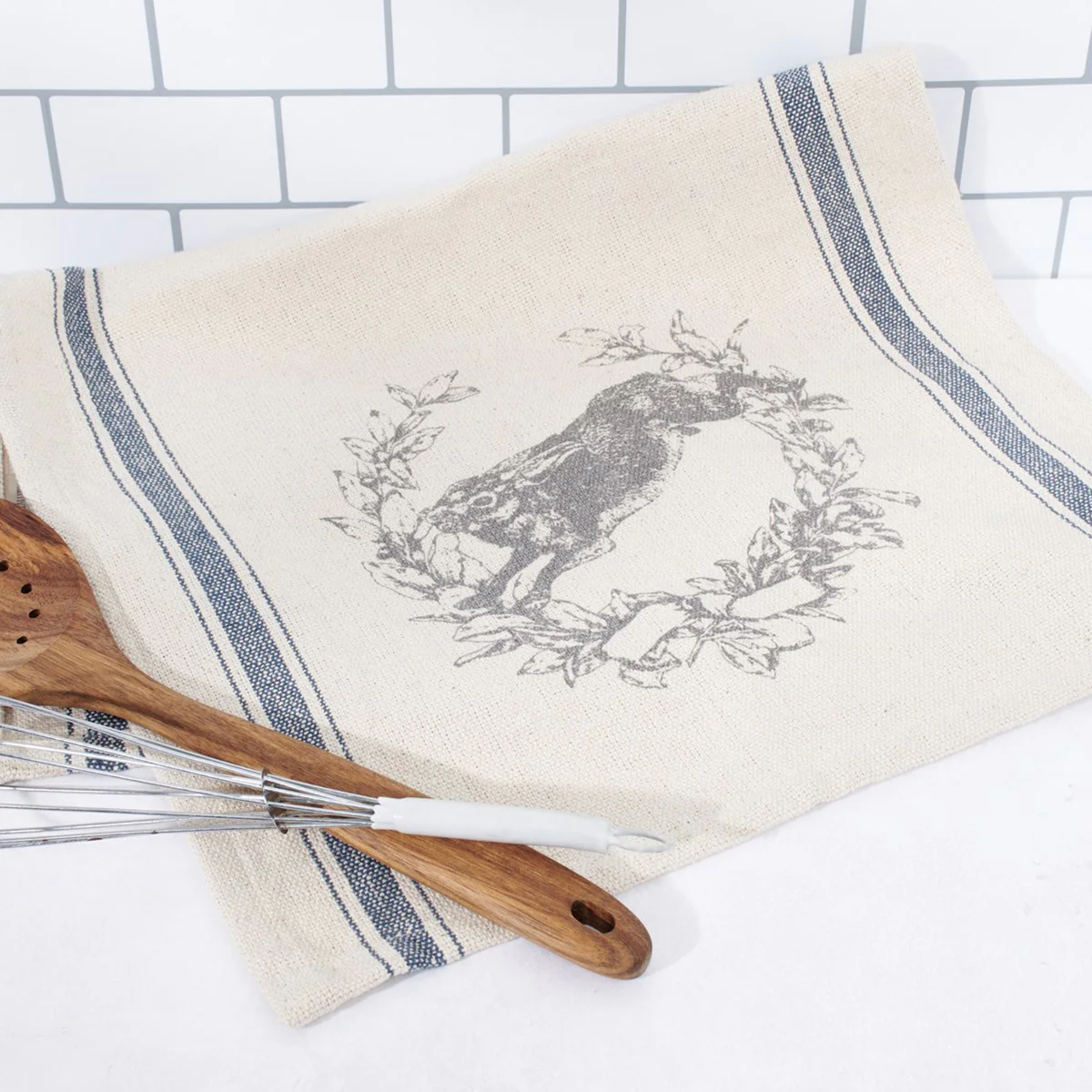 💙 Jumping Rabbit Cottage Style Kitchen Towel - Image 2