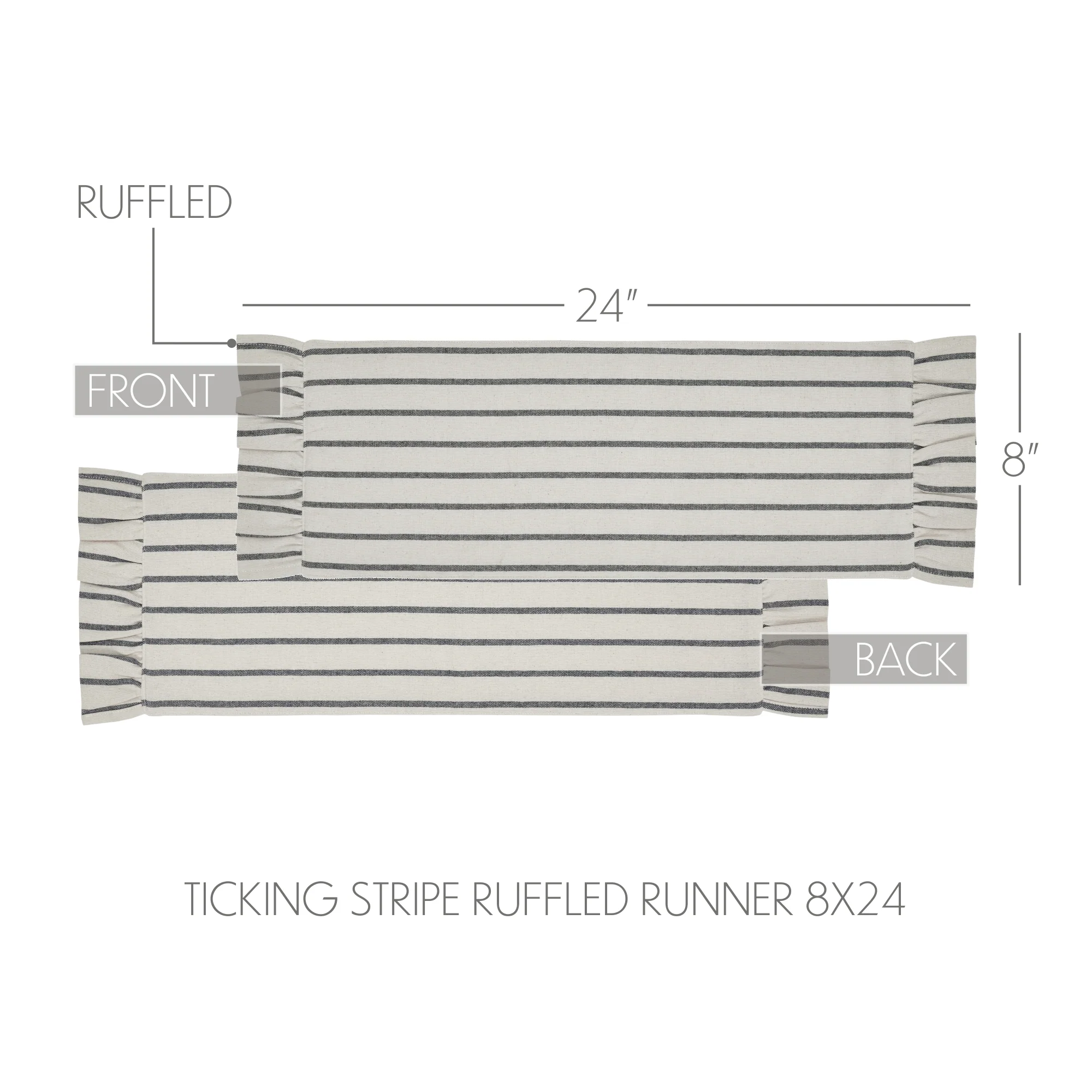 Kaila Ticking Stripe Ruffled 36" Table Runner - Image 3