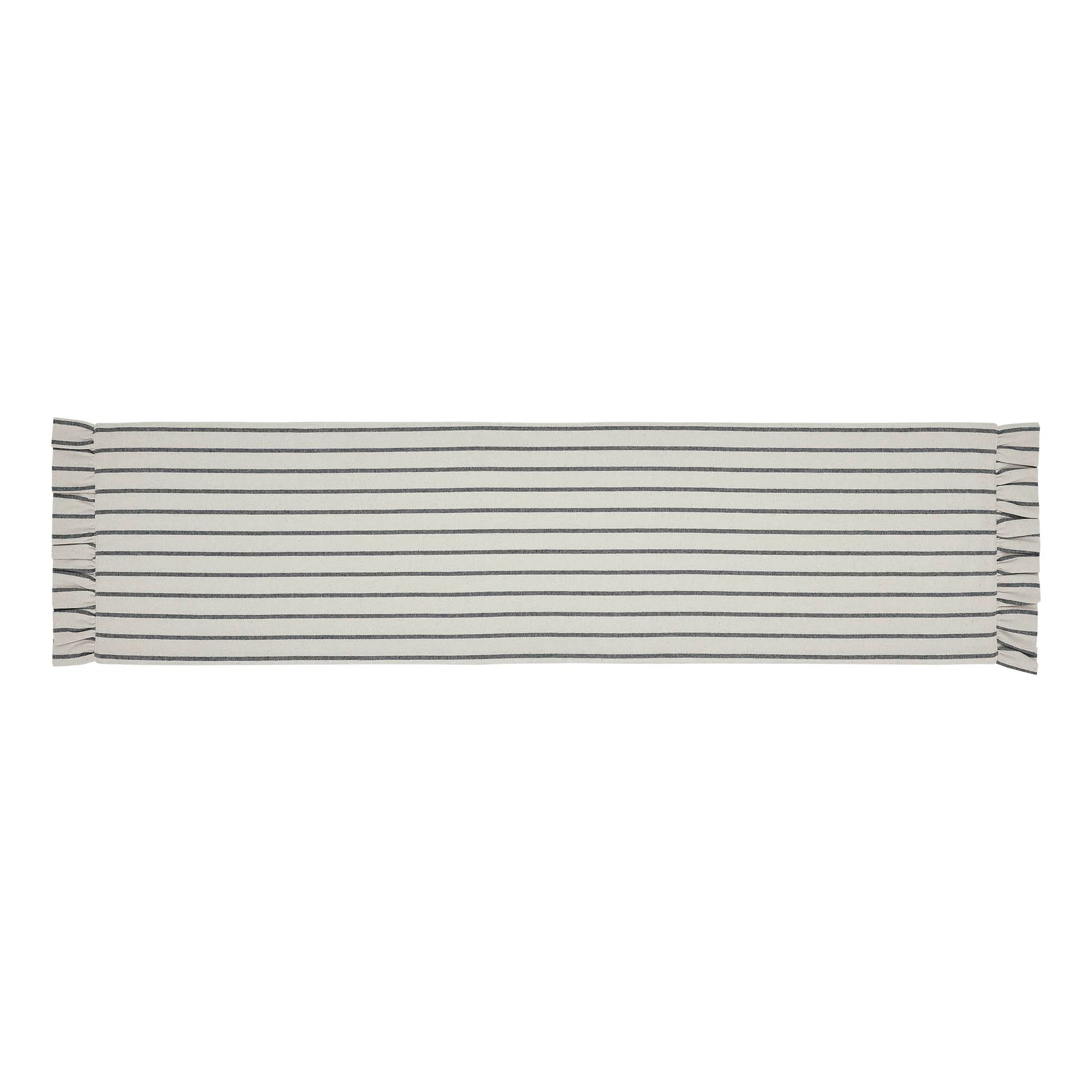 Kaila Ticking Stripe Ruffled 48" Table Runner - Image 2