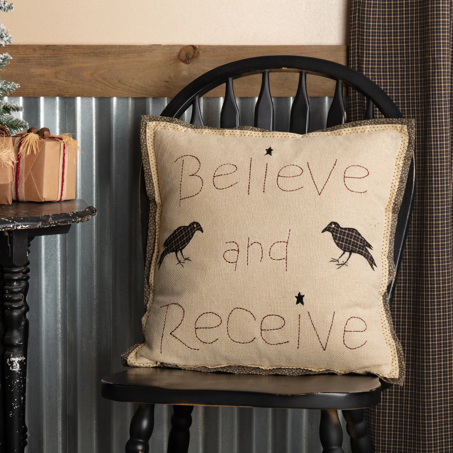 Kettle Grove Believe and Receive Crow 18" Accent Pillow
