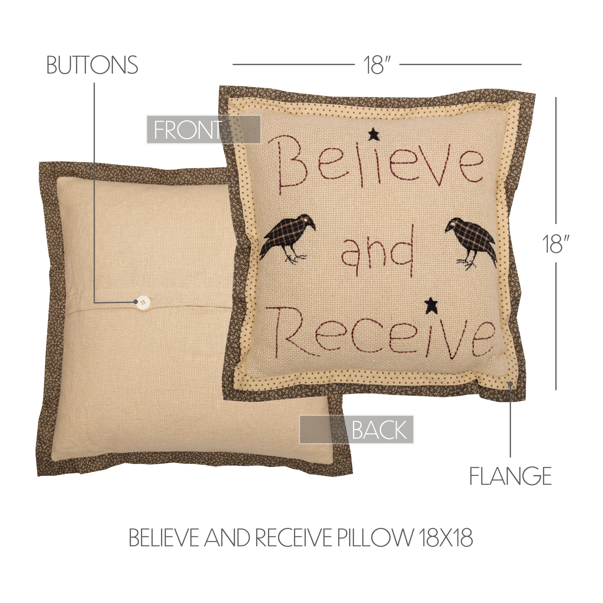 Kettle Grove Believe and Receive Crow 18" Accent Pillow - Image 6