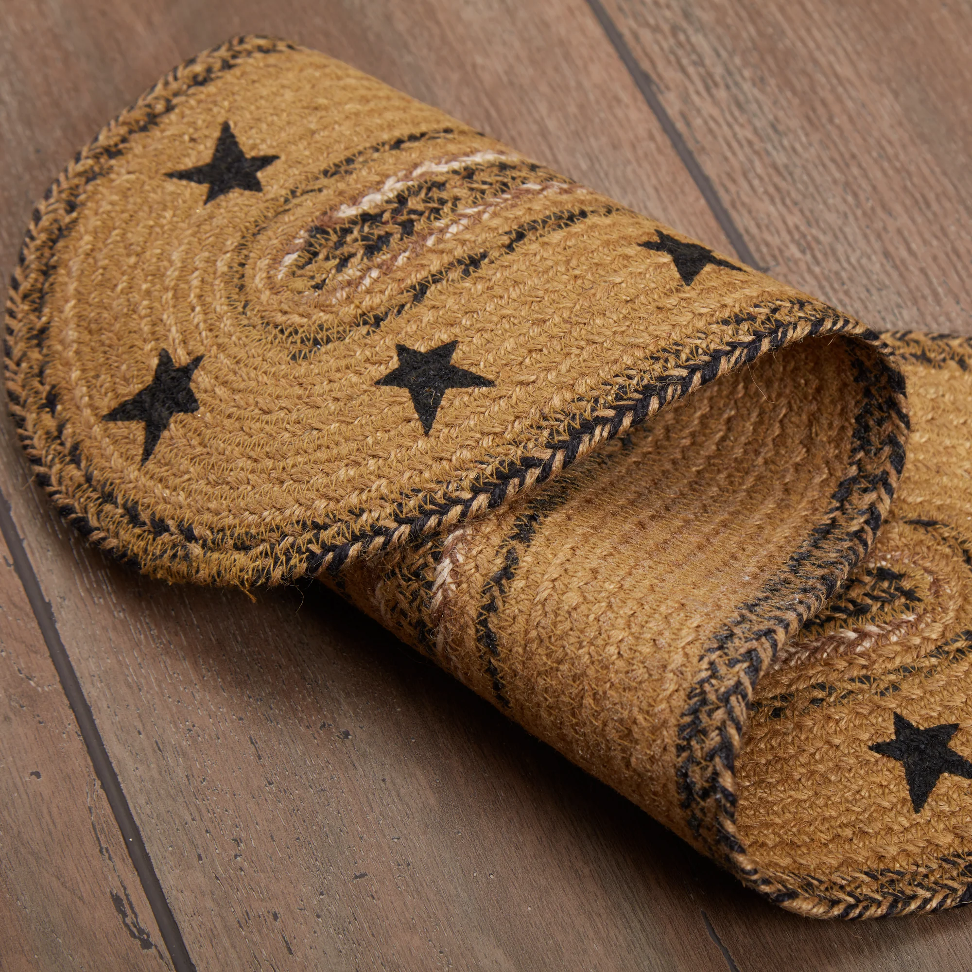 Kettle Grove Jute Oval Stair Tread With Stencil Stars Border - Image 5