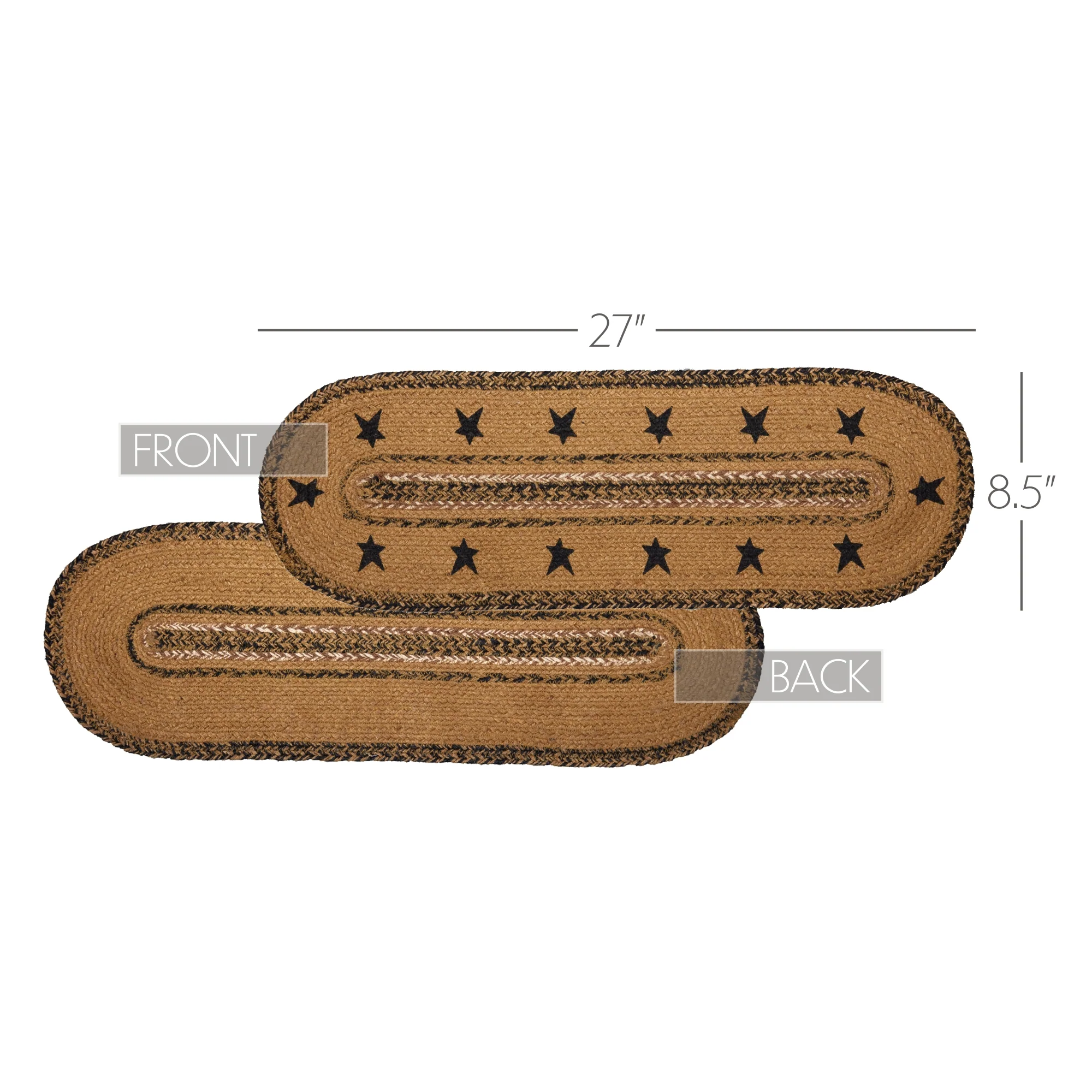 Kettle Grove Jute Oval Stair Tread With Stencil Stars Border - Image 6