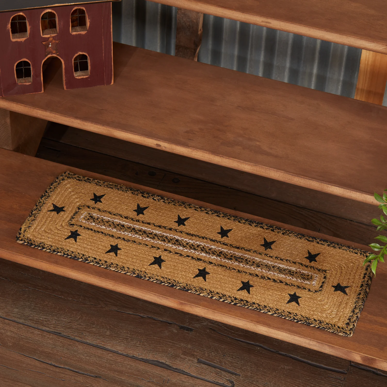 Kettle Grove Jute Rectangule Stair Tread Stencil Stars Border