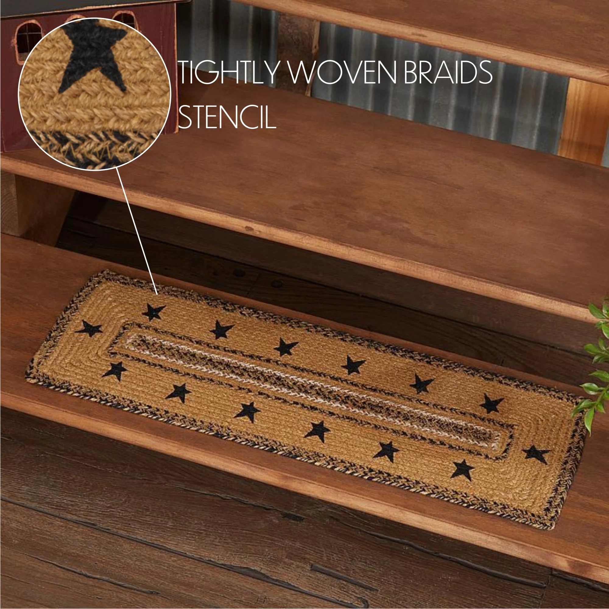 Kettle Grove Jute Rectangule Stair Tread Stencil Stars Border - Image 5