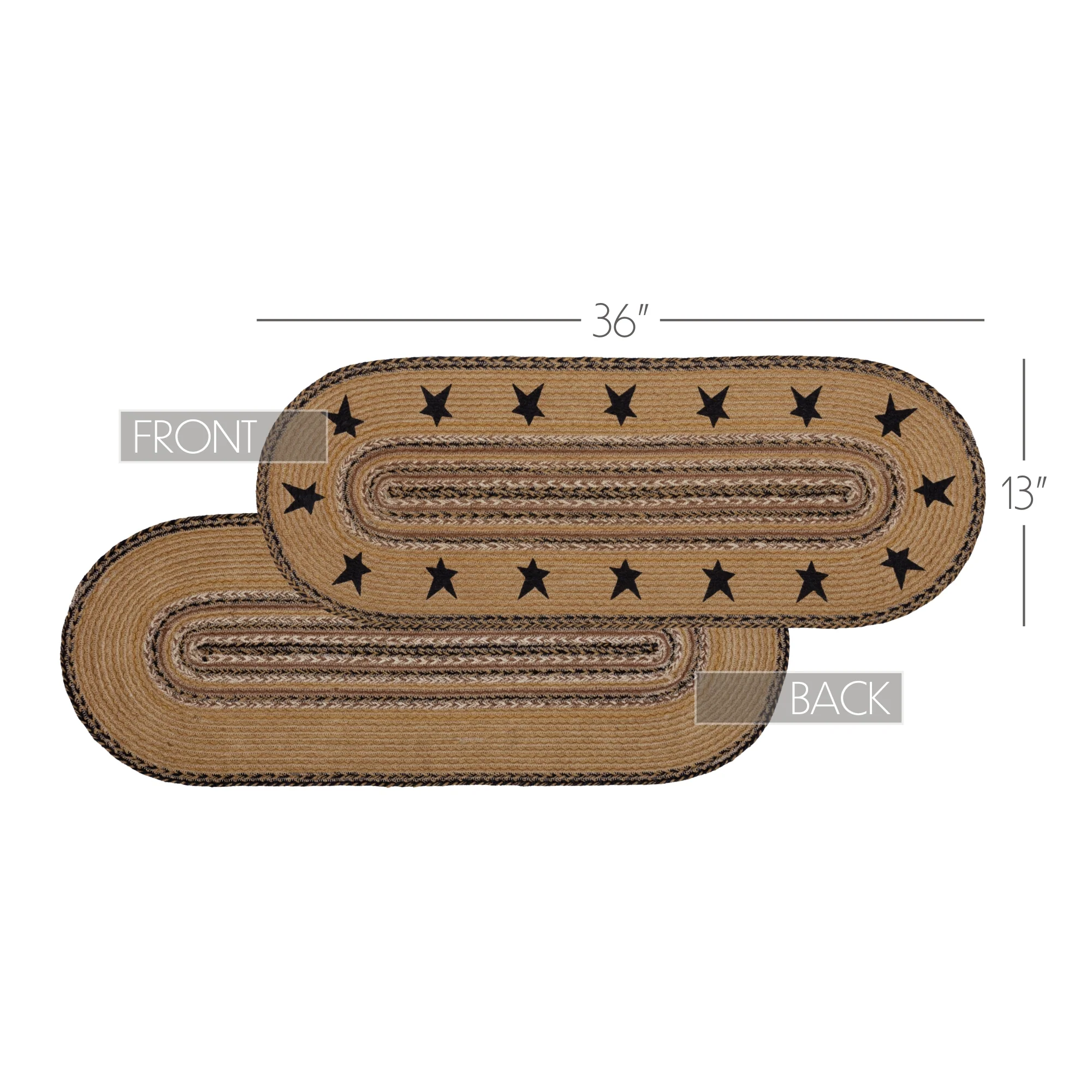 Kettle Grove Jute Stencil Stars Border Table Runner 13" x 36" - Image 4