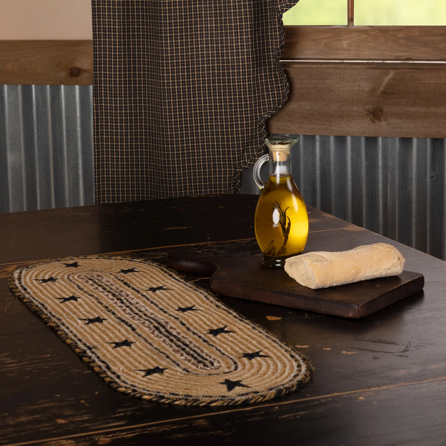 Kettle Grove Jute Stencil Stars Border Table Runner 8" x 24" - Image 2