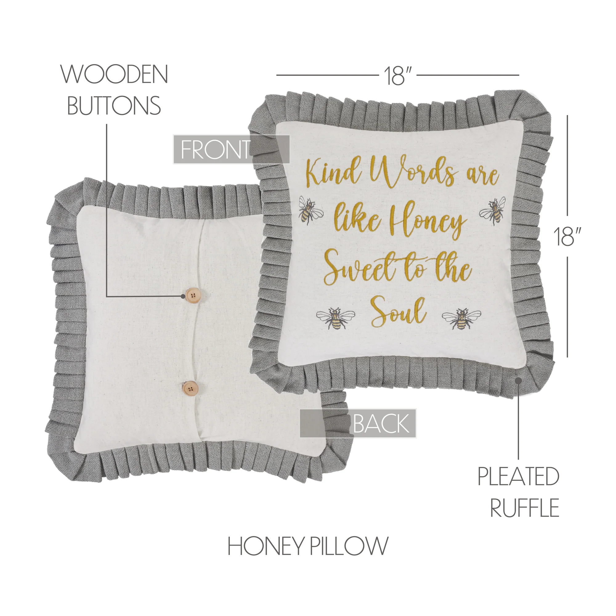 Kind Words Are Like Honey Bee Accent Pillow 18" - Image 5