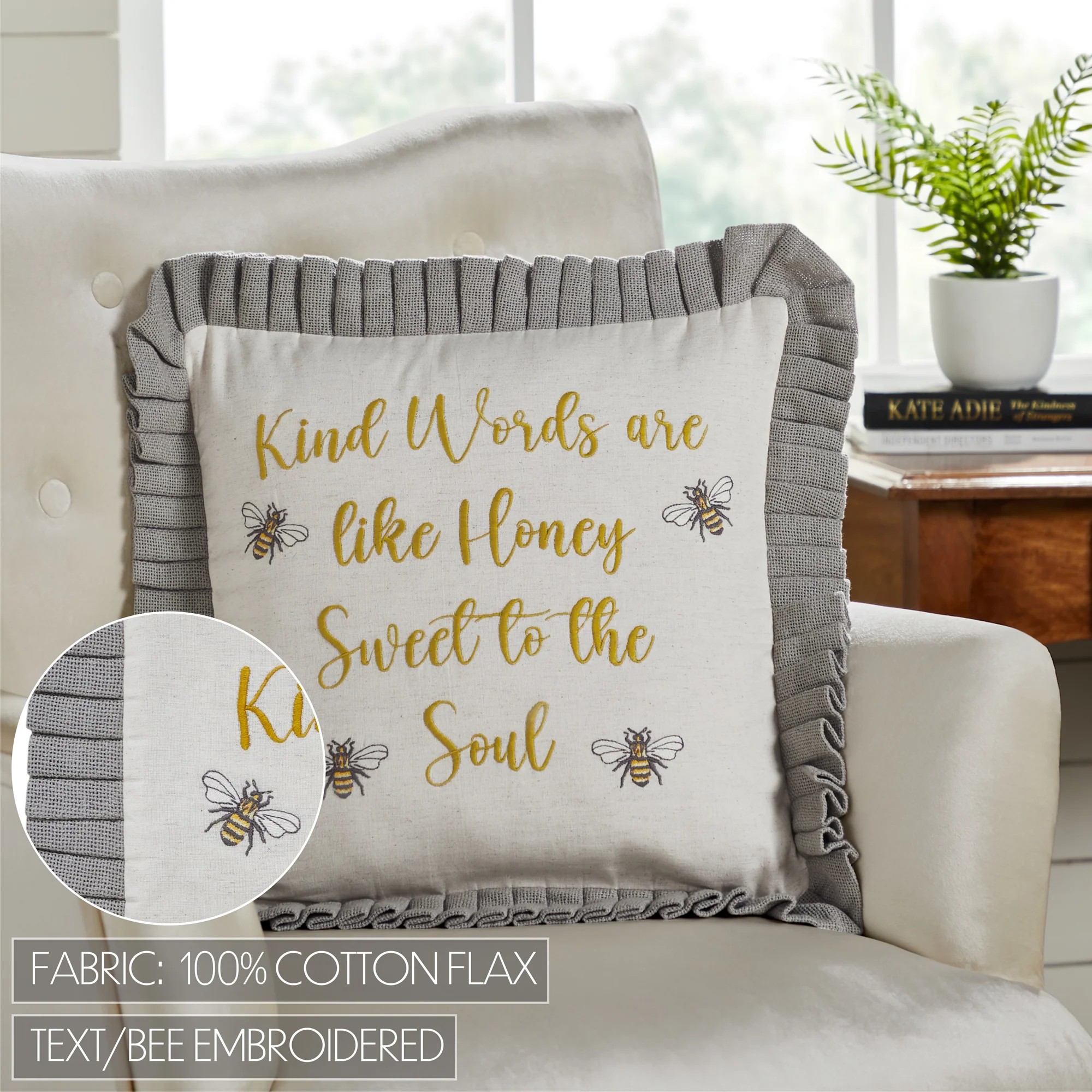 Kind Words Are Like Honey Bee Accent Pillow 18" - Image 7