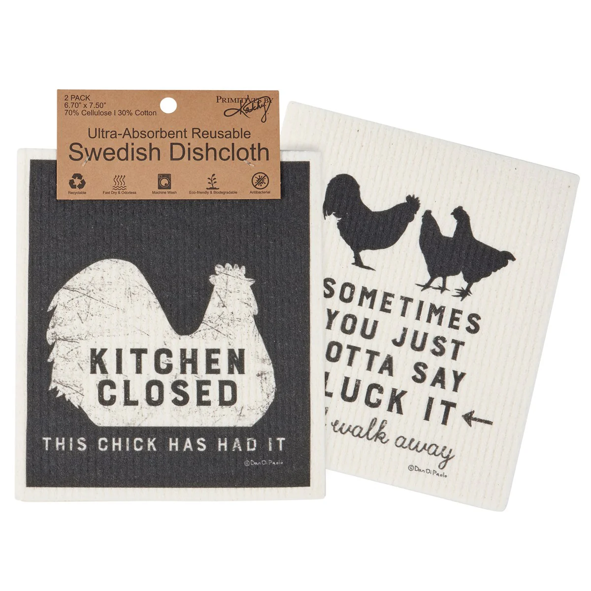 💙 Kitchen Closed Chicken Swedish Dishcloth Set