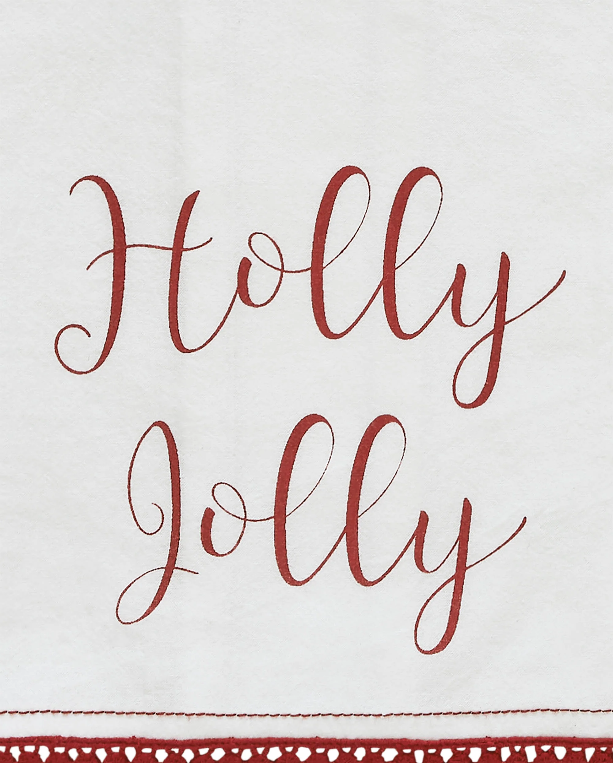 Kringle Chenille Holly Jolly White Muslin Tea Towel Set of 2 - Image 5