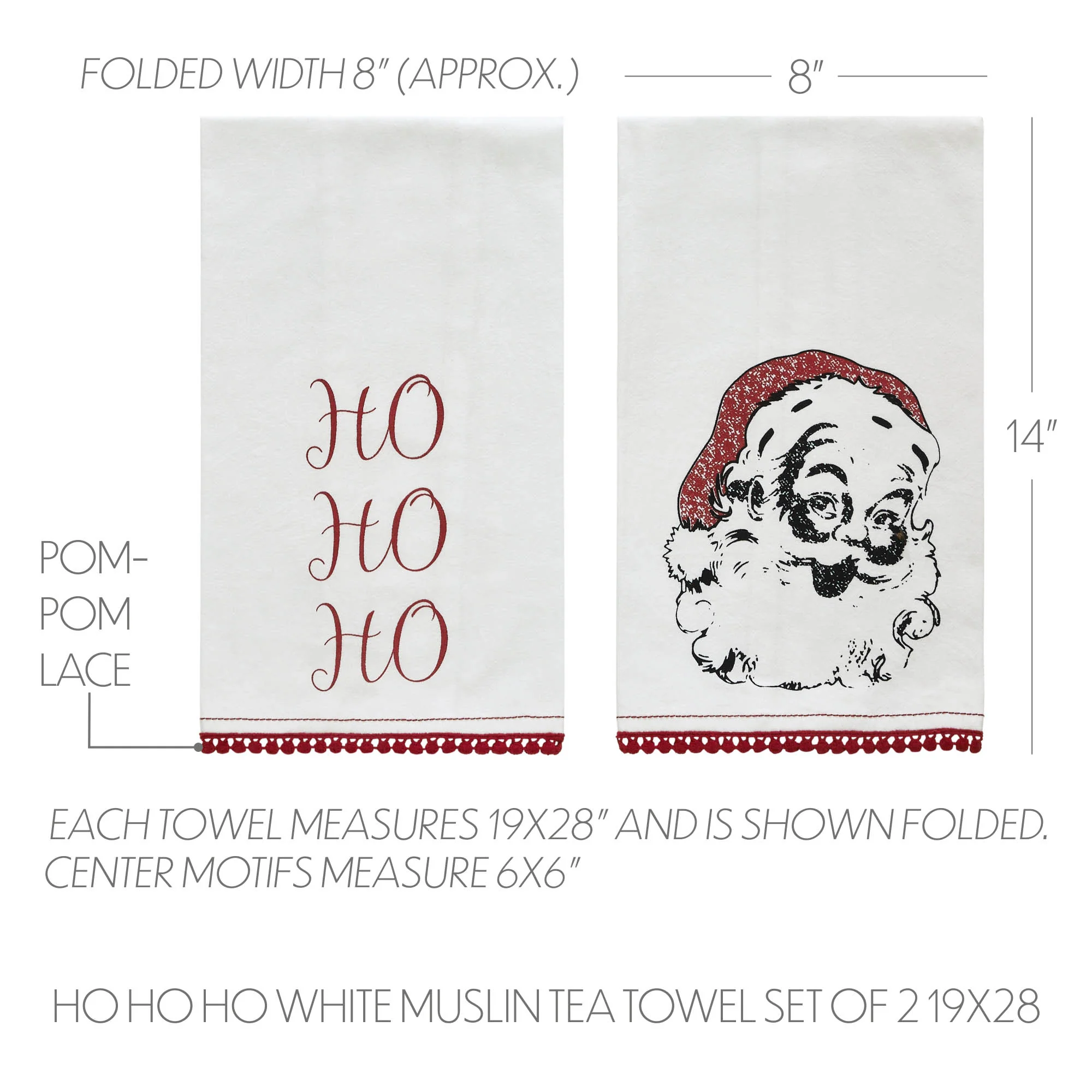💙 Kringle Ho Ho Ho White Set of 2 Tea Towels - Image 3