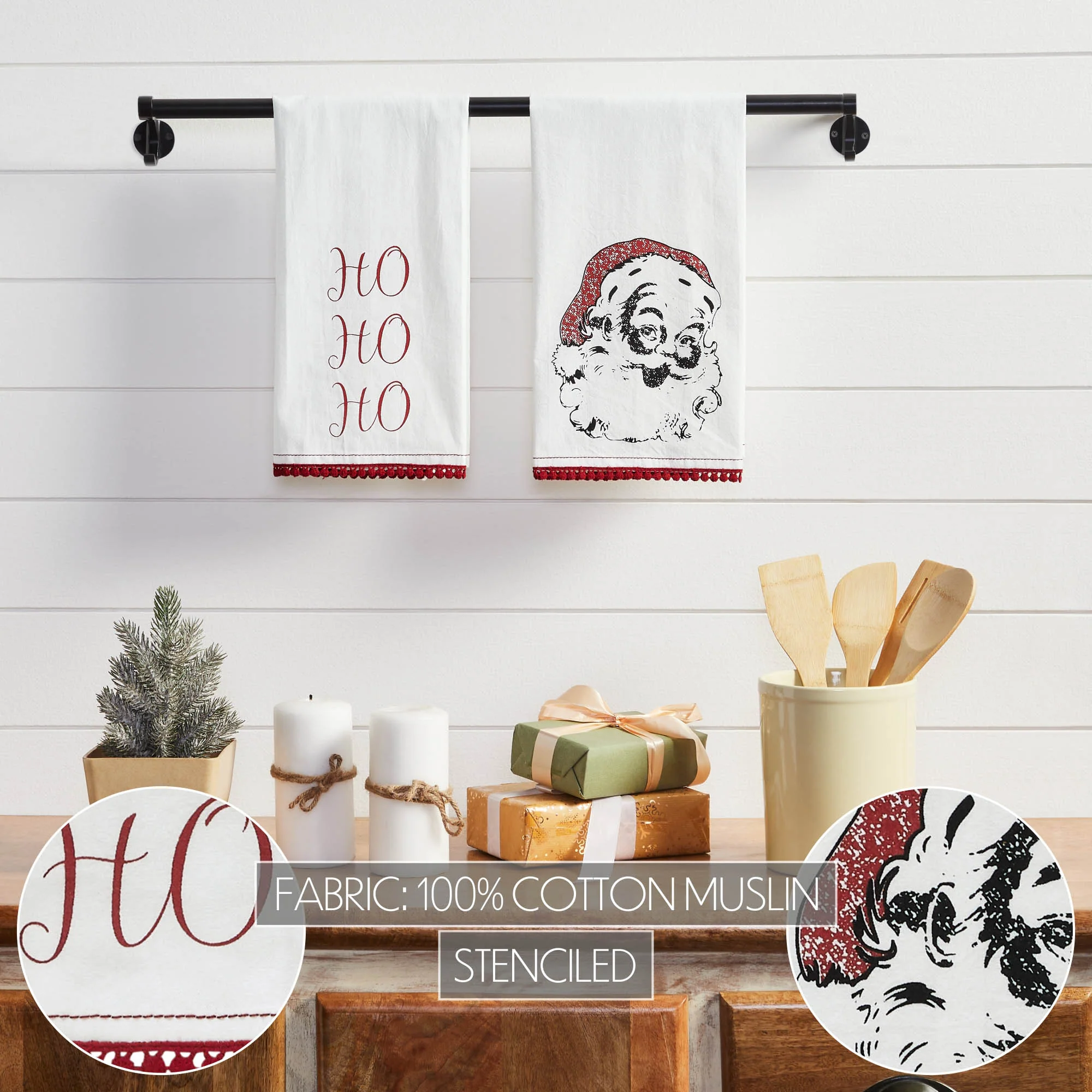 💙 Kringle Ho Ho Ho White Set of 2 Tea Towels - Image 4
