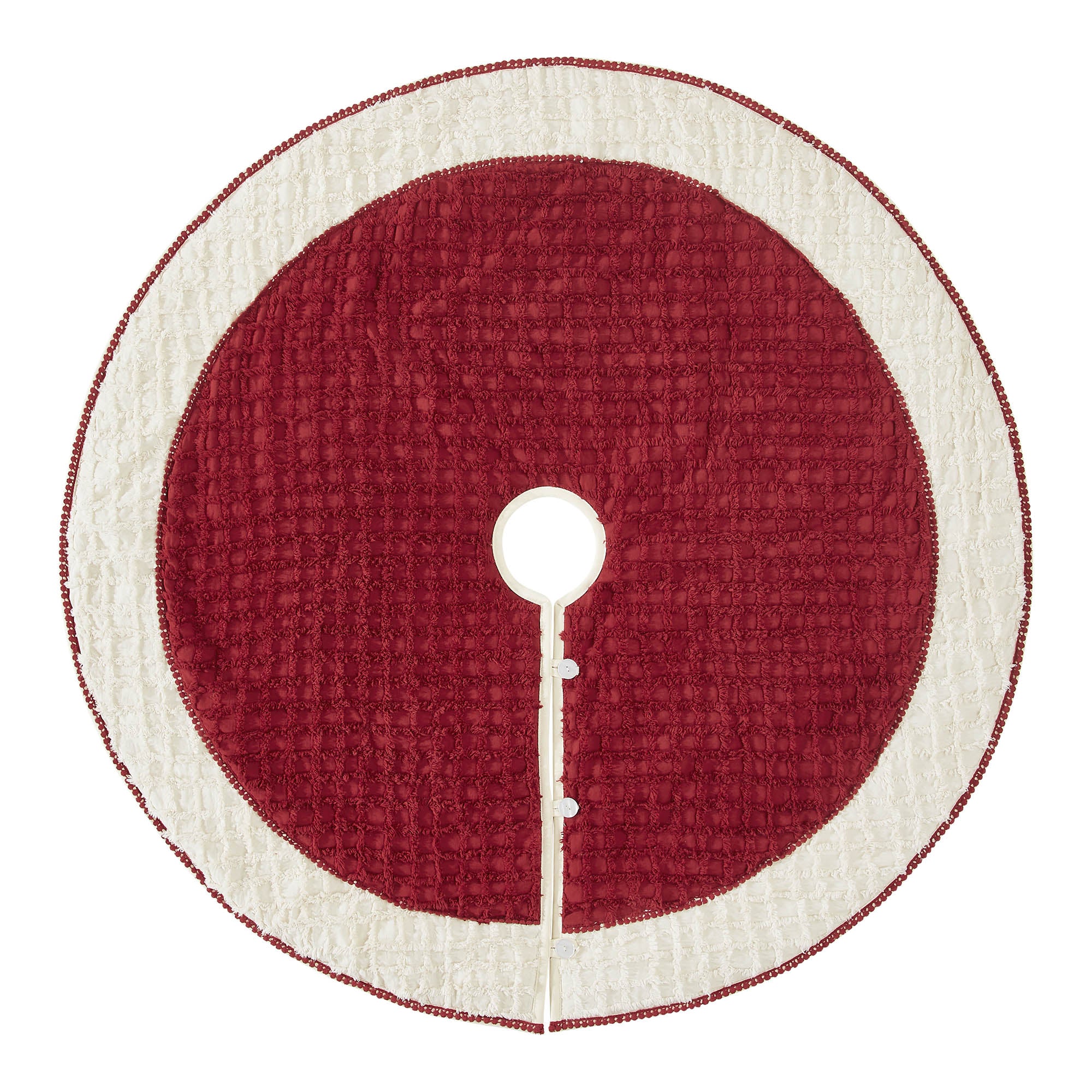 Kringle Red and White Chenille 36" Christmas Tree Skirt - Image 2
