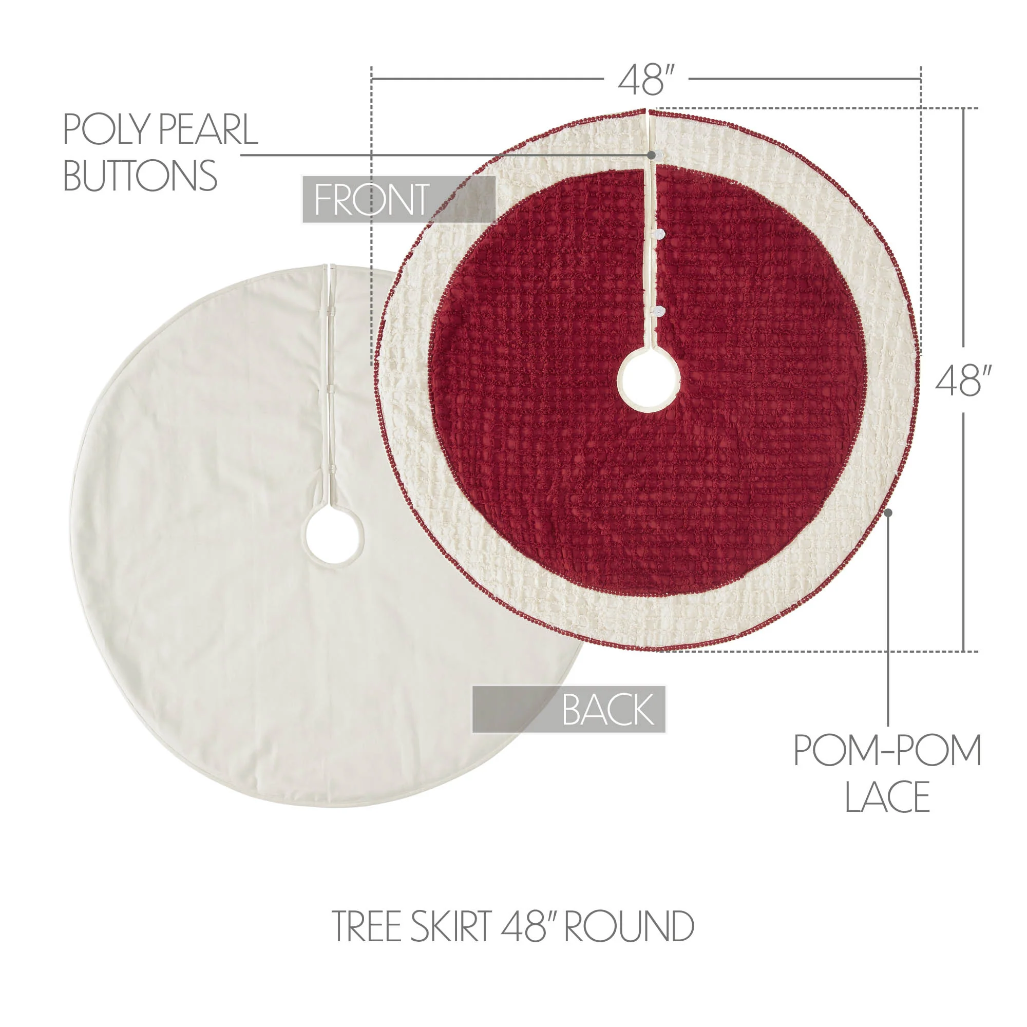 Kringle Red and White Chenille 36" Christmas Tree Skirt - Image 4