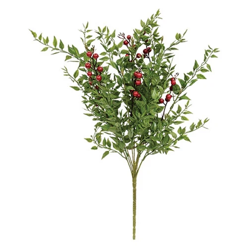 ๐ Lady Ruscus and Berries 12" Faux Evergreen Bush