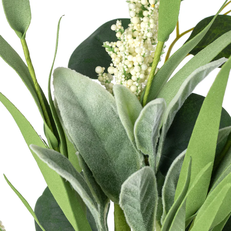 💙 Lamb's Ear & Heather Mixed Eucalyptus 17" Faux Floral Spray - Image 3