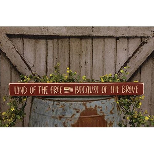 Land of the Free Because of the Brave 18" Engraved Block - Image 2