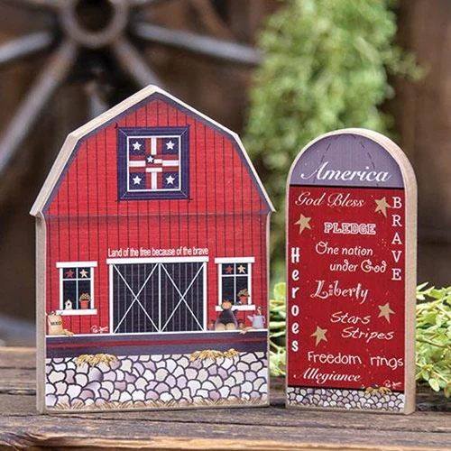Land of the Free Chunky Red Barn Sitter - Image 2