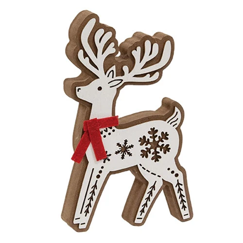 Laser Cut Standing Snowflake Reindeer Sitter 6.25" H