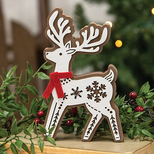 Laser Cut Standing Snowflake Reindeer Sitter 6.25" H - Image 2