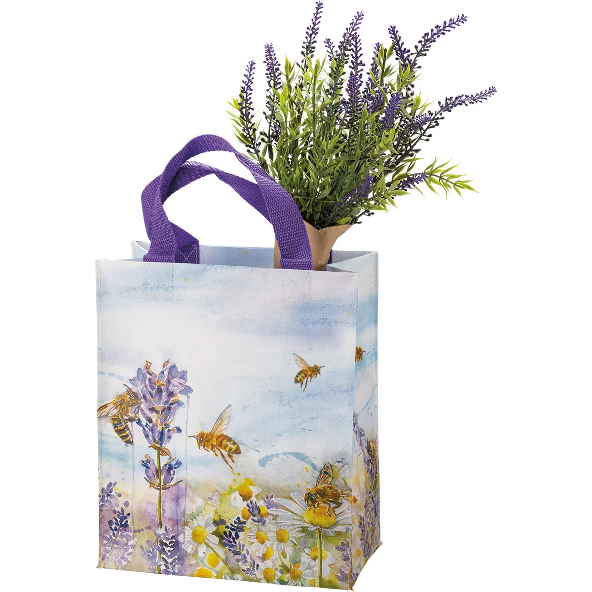 💙 Lavender and Bees Daily Tote Market Bag - Image 2