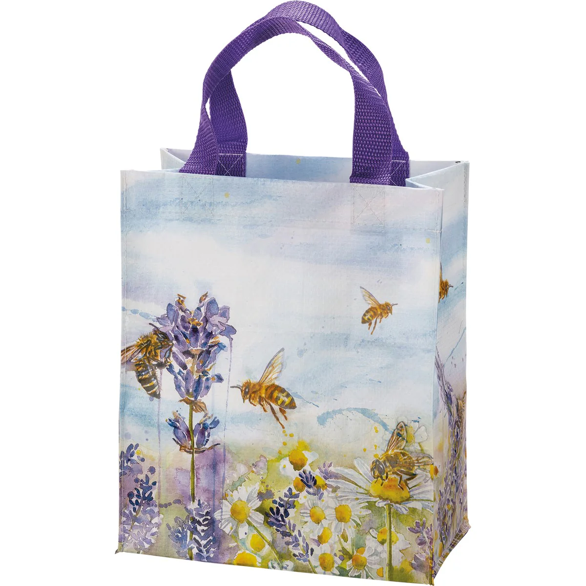 💙 Lavender and Bees Daily Tote Market Bag - Image 3
