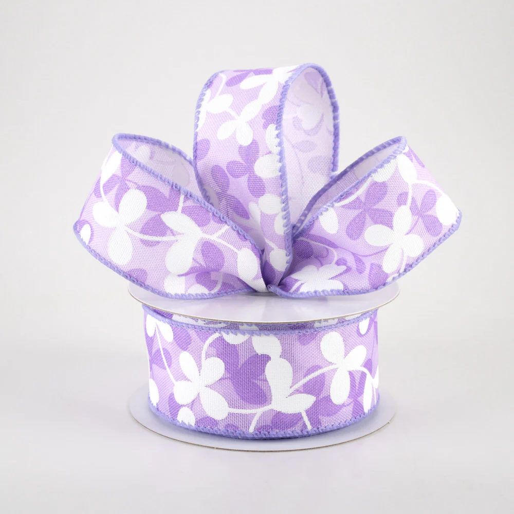 ๐ ๐ฅ Lavender Clover Flowers Ribbon 1.5" x 10 yards